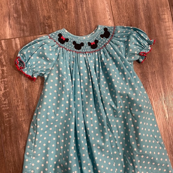 SWEET TEA Disney Minnie Mickey Polkadot Smocked Dress - Picture 3 of 8